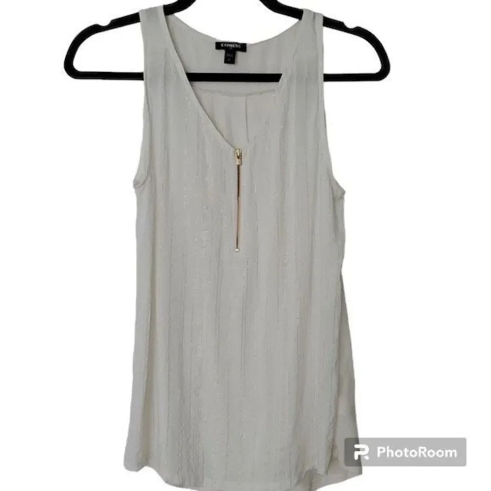 ✨EXPRESS Metallic Striped Zip Front Tank✨ - Picture 5 of 8